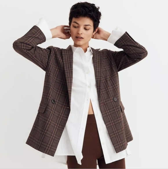 Madewell Blazer Caldwell Double-Breasted Blazer in Hedden Plaid Size Xs